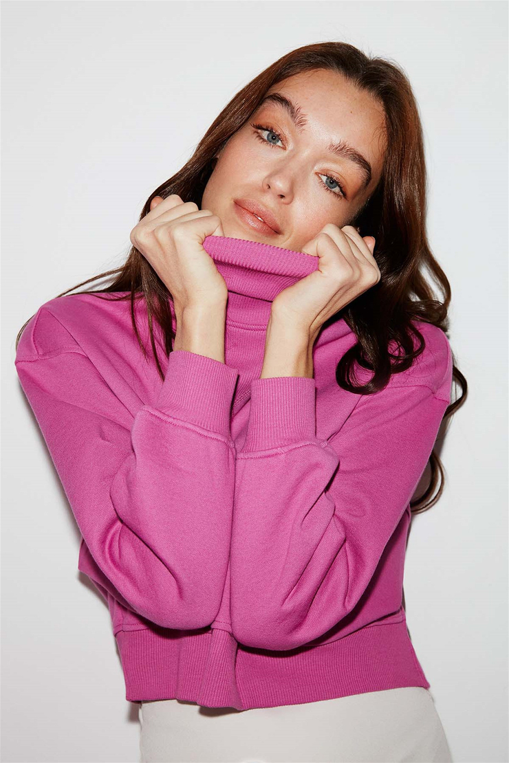 AUDREY Örme Regular Fit Fuşya  Sweatshirt