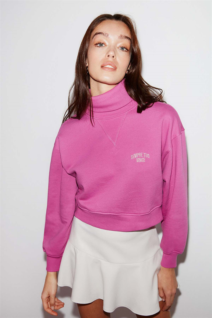 AUDREY Örme Regular Fit Fuşya  Sweatshirt