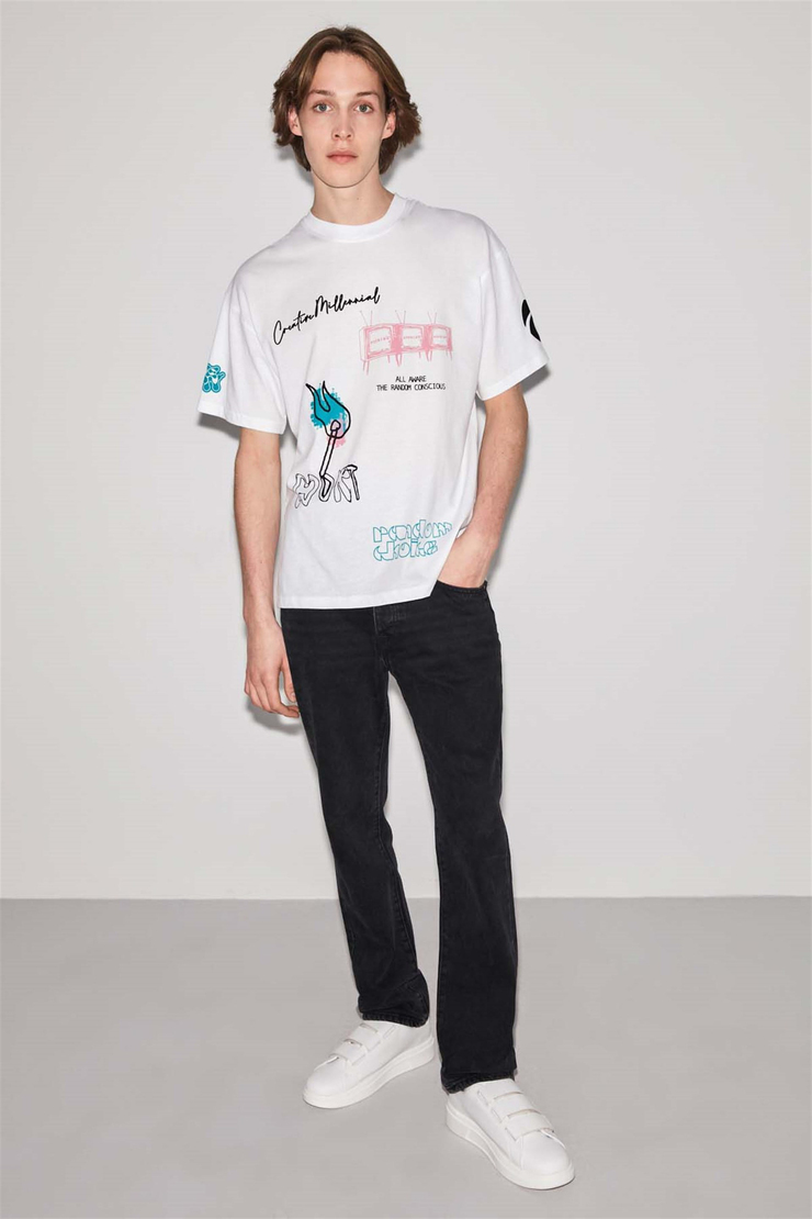 AWARE Örme Oversize Beyaz  T-Shirt