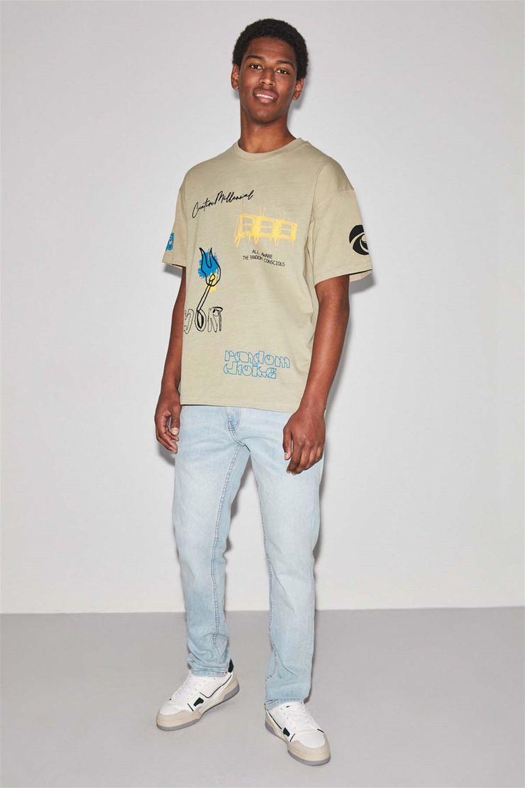 AWARE Örme Oversize Haki  T-Shirt