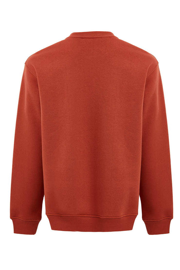 AWKS Erkek Kiremit Rengi Baskılı Yuvarlak Yaka Comfort Fit Sweatshirt