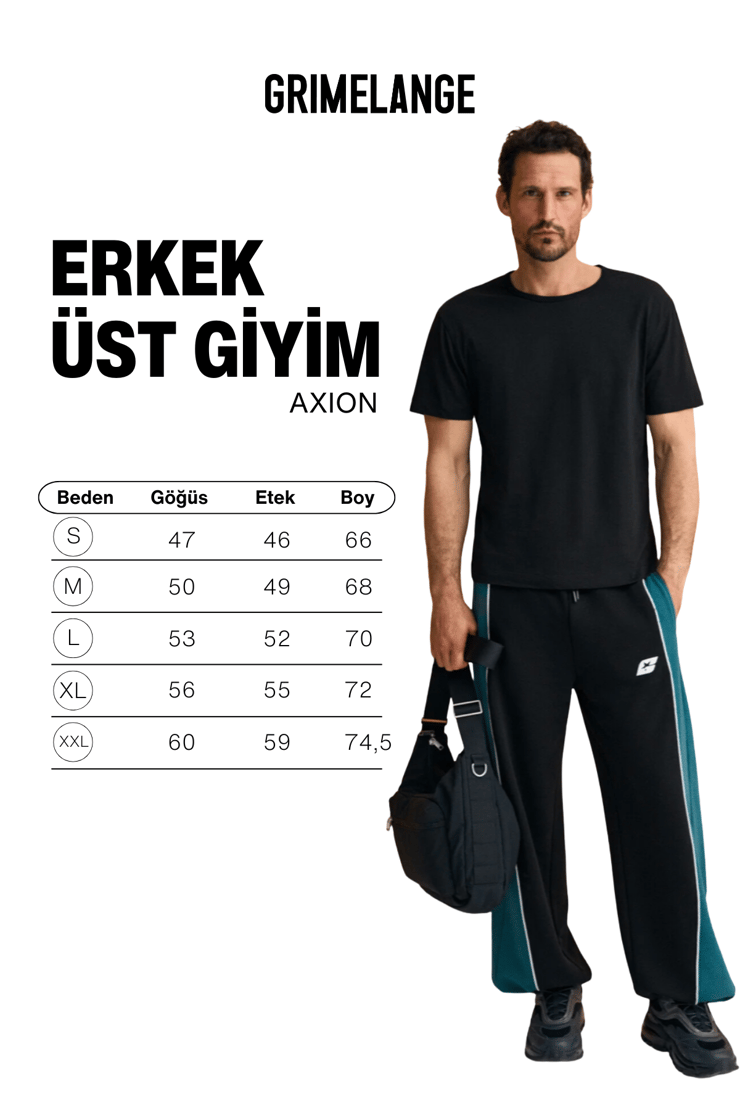 AXION Erkek %100 Organik Pamuklu Yuvarlak Yakalı Regular Fit Siyah T-Shirt