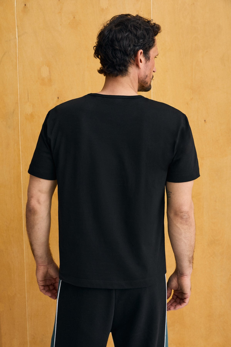 AXION Erkek %100 Organik Pamuklu Yuvarlak Yakalı Regular Fit Siyah T-Shirt