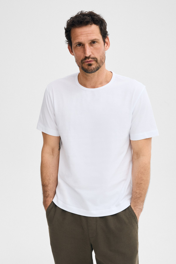 AXION Erkek %100 Organik Pamuklu Yuvarlak Yakalı Regular Fit Beyaz T-Shirt
