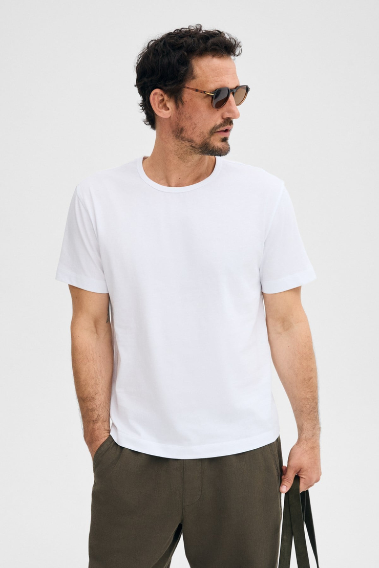 AXION Erkek %100 Organik Pamuklu Yuvarlak Yakalı Regular Fit Beyaz T-Shirt