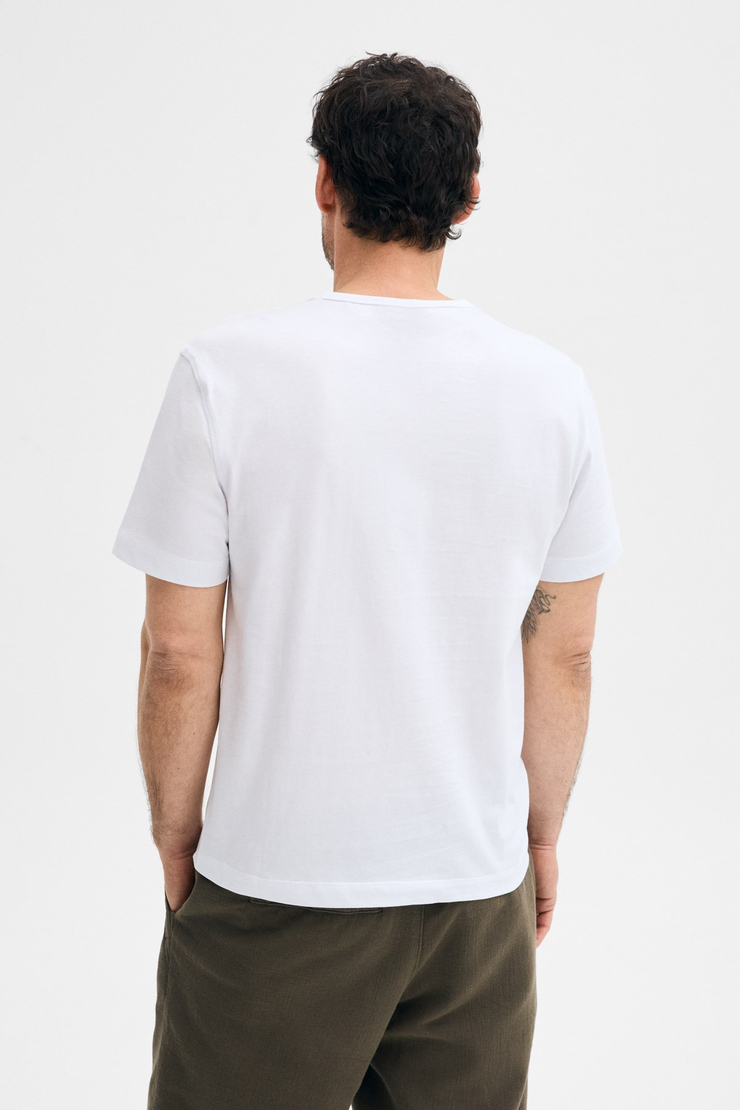 AXION Erkek %100 Organik Pamuklu Yuvarlak Yakalı Regular Fit Beyaz T-Shirt