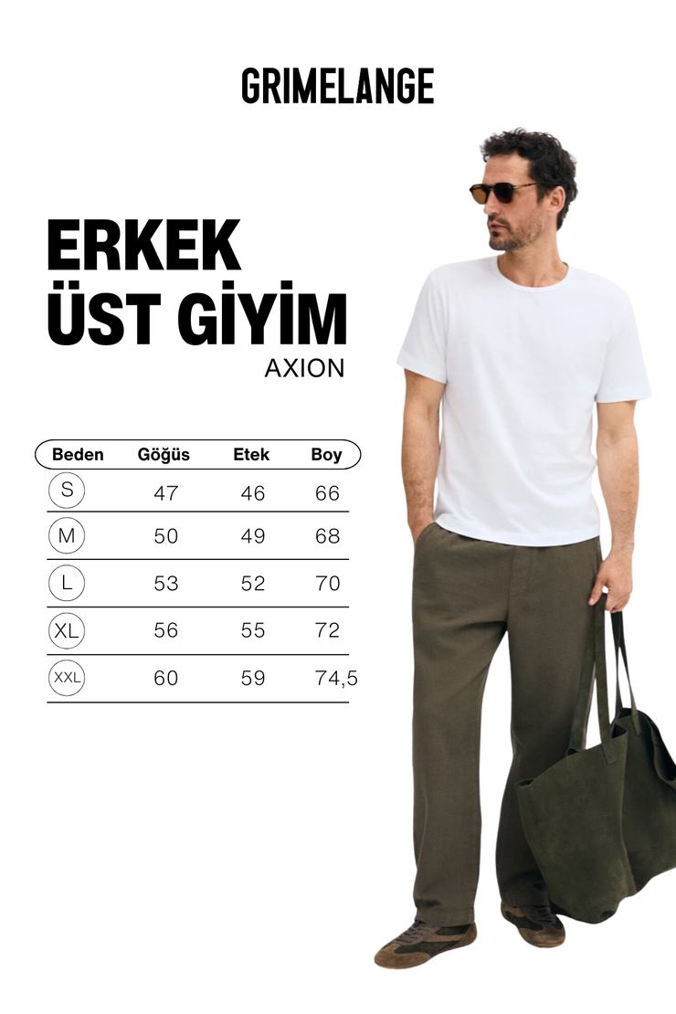 AXION Erkek %100 Organik Pamuklu Yuvarlak Yakalı Regular Fit Beyaz T-Shirt