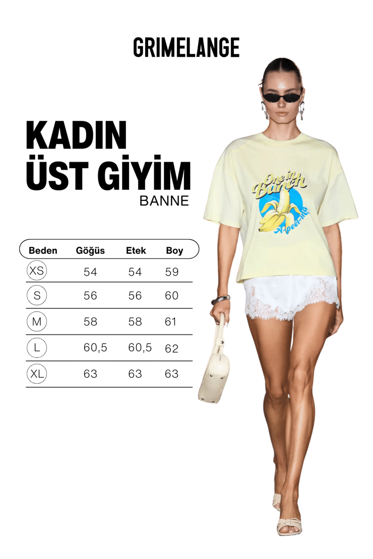 BANNE Kadın Yumuşak Kumaşlı %100 Organik Pamuklu Baskı Detaylı Sarı T-Shirt
