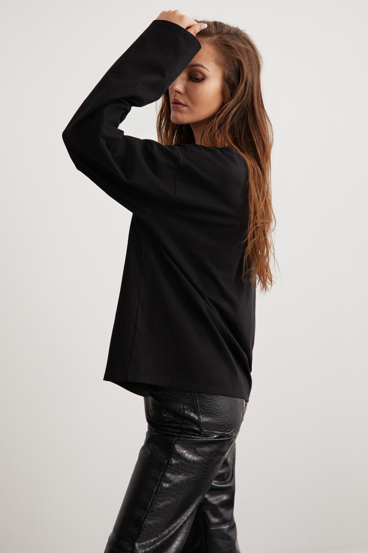 BASIL Basic Relaxed Siyah Tekli T-Shirt