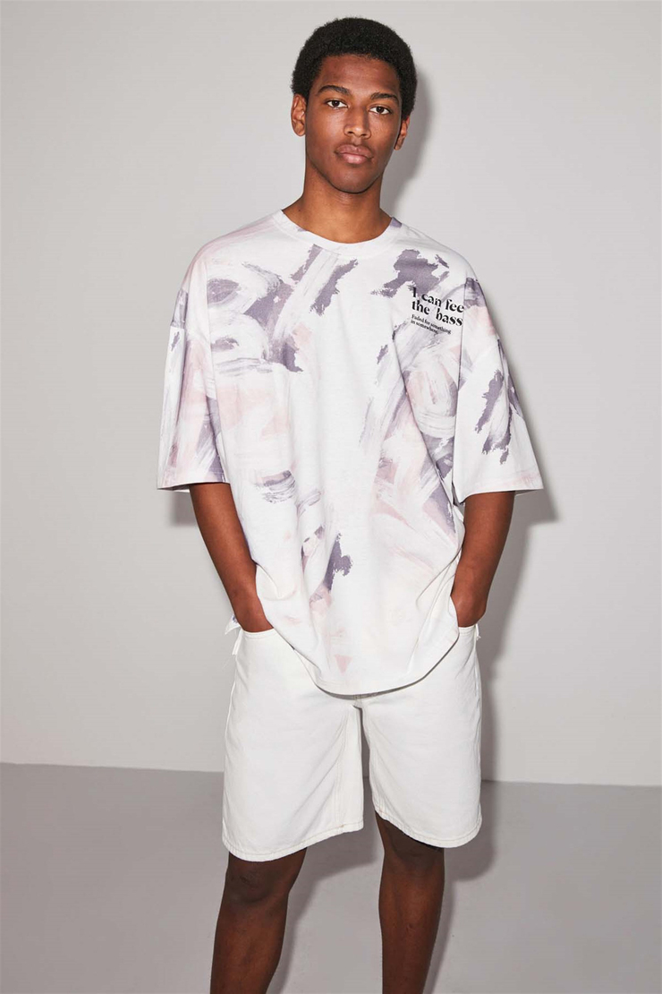 BASS Örme Oversize Pembe  T-Shirt