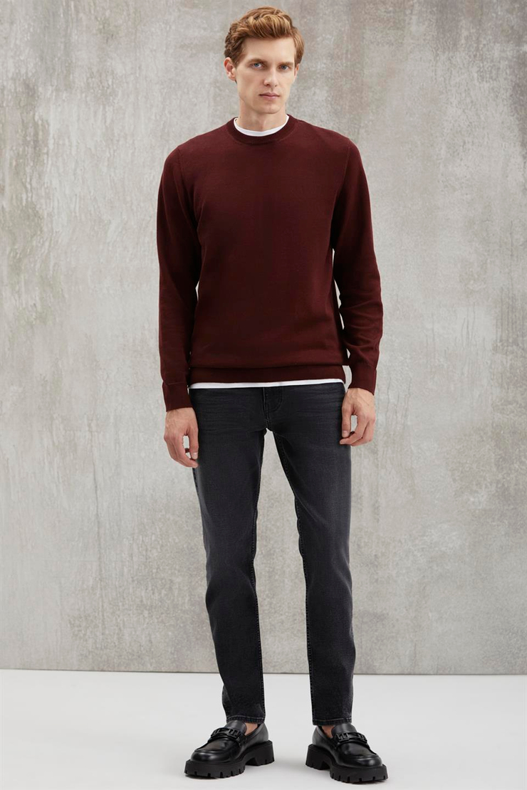 BATTIS Basic Regular Bordo Tekli Kazak