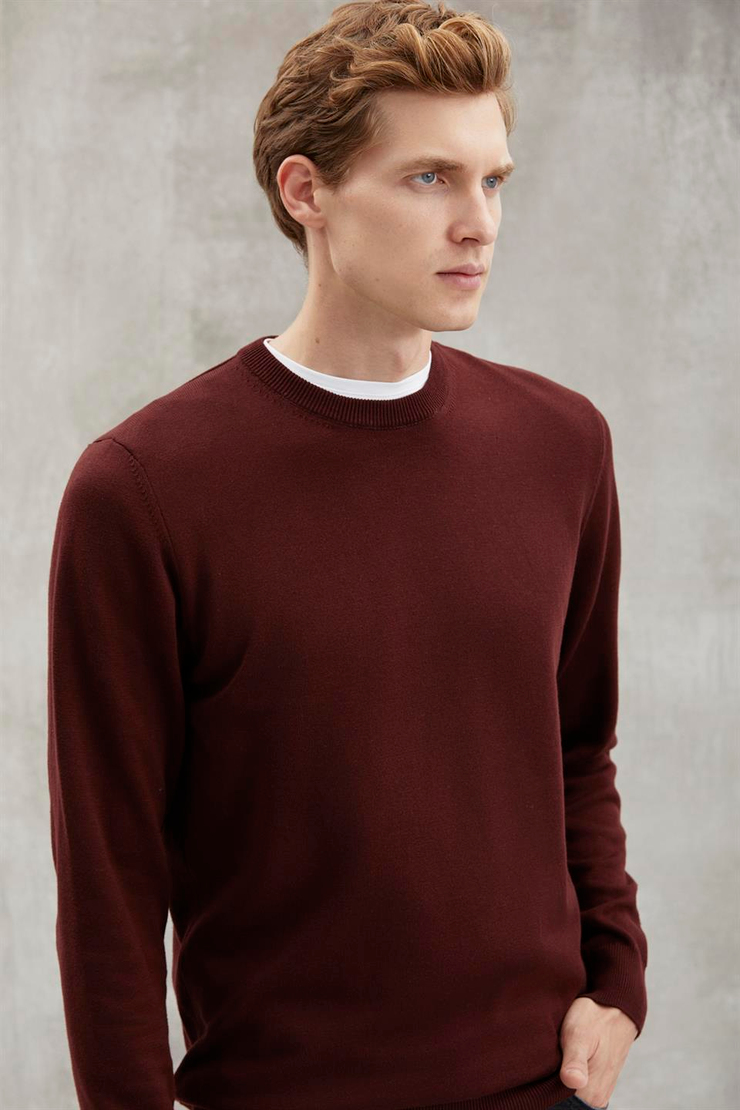 BATTIS Basic Regular Bordo Tekli Kazak