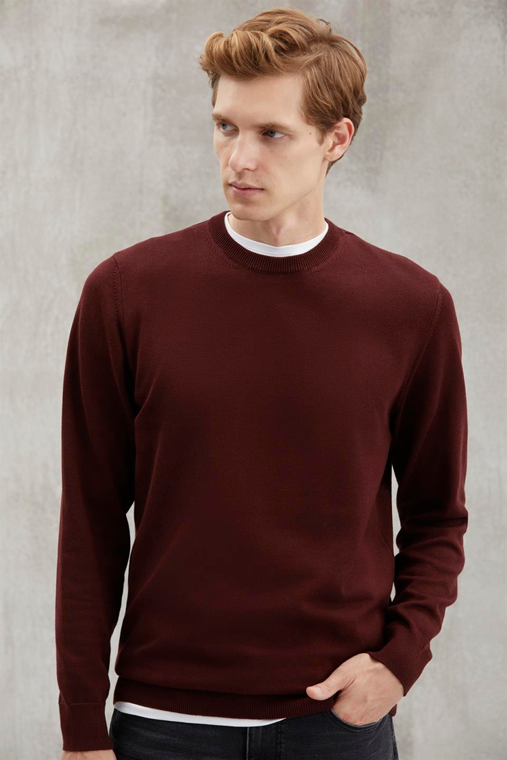 BATTIS Basic Regular Bordo Tekli Kazak