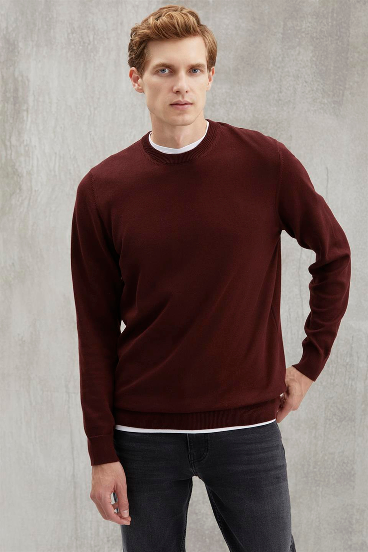 BATTIS Basic Regular Bordo Tekli Kazak