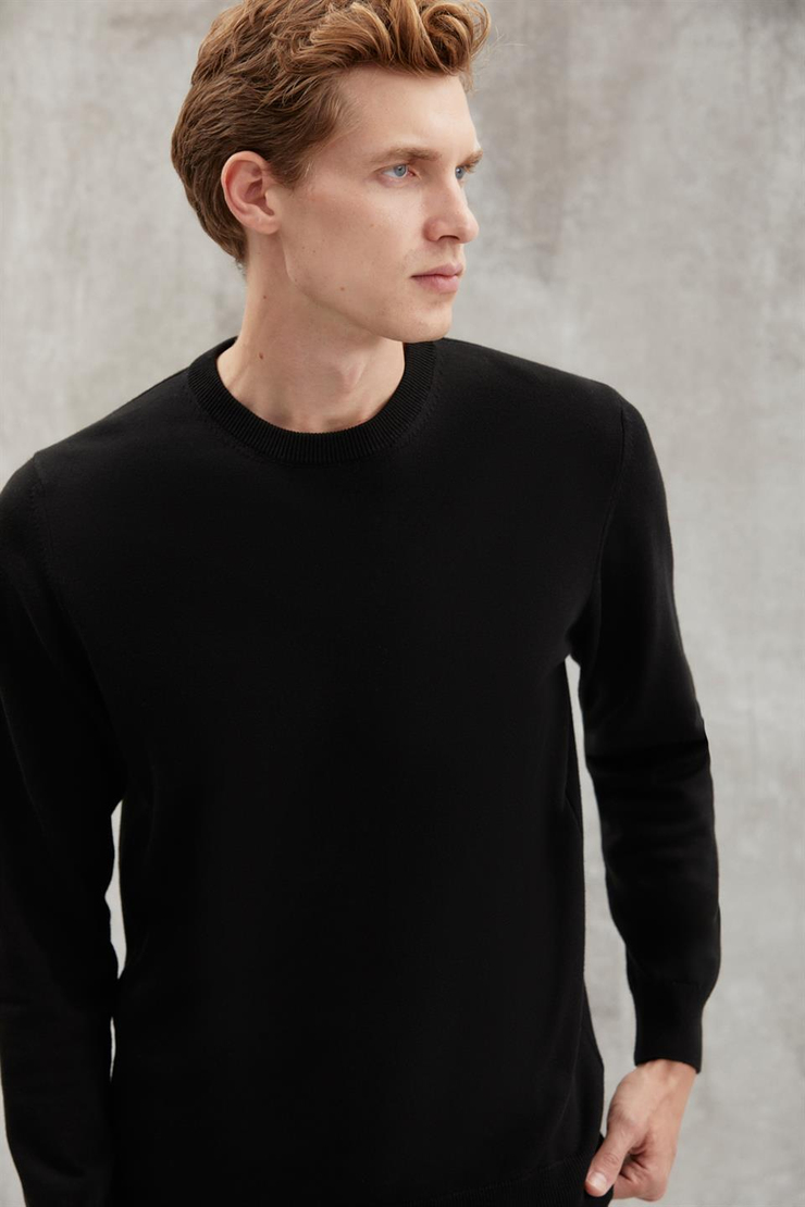 BATTIS Basic Regular Siyah Tekli Kazak