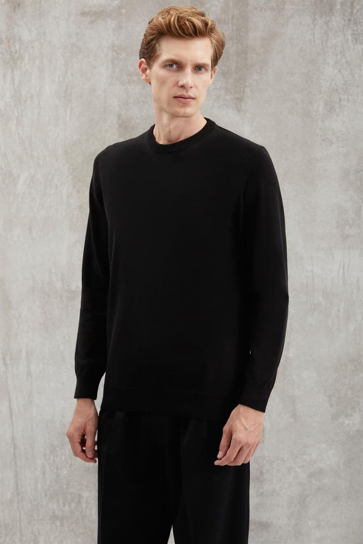 BATTIS Basic Regular Siyah Tekli Kazak