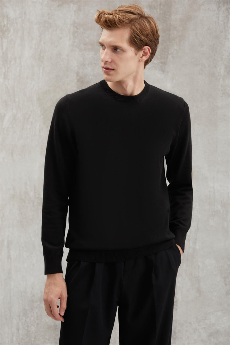 BATTIS Basic Regular Siyah Tekli Kazak