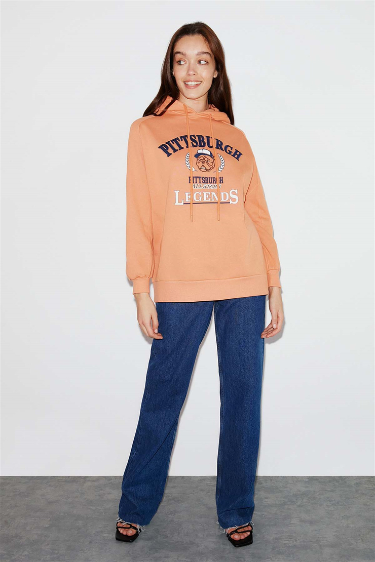 BELVA Örme Oversize Turuncu  Sweatshirt