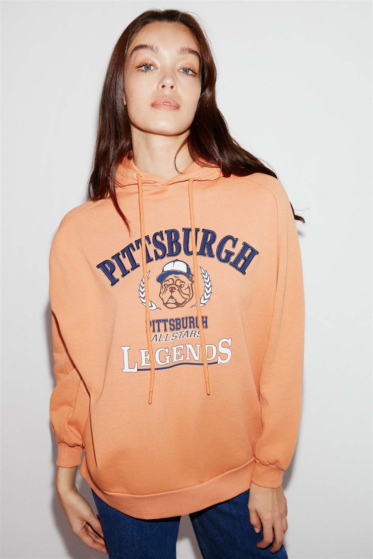 BELVA Örme Oversize Turuncu  Sweatshirt