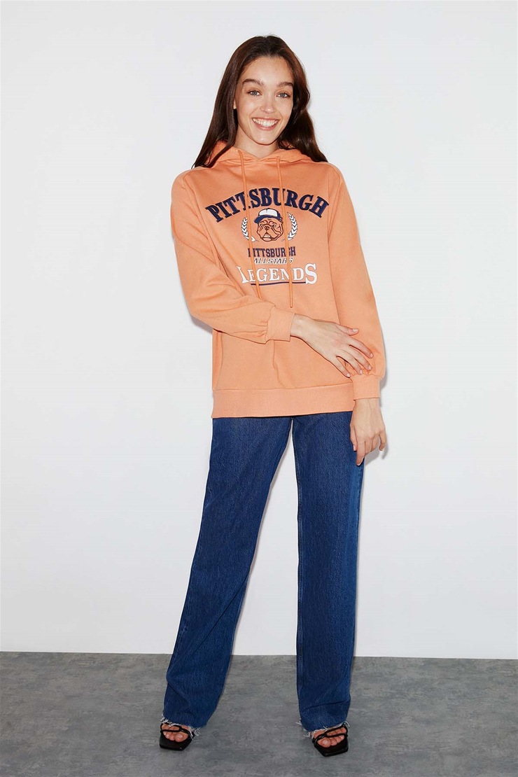 BELVA Örme Oversize Turuncu  Sweatshirt