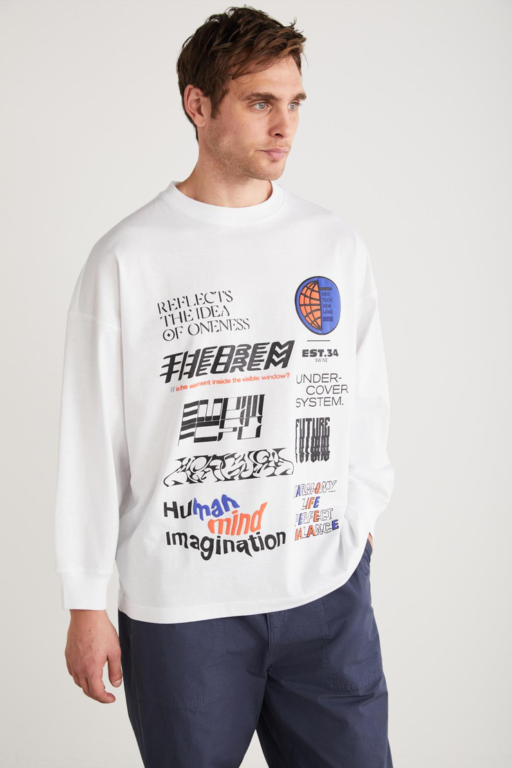 BEN Basic Oversize Beyaz Tekli T-Shirt