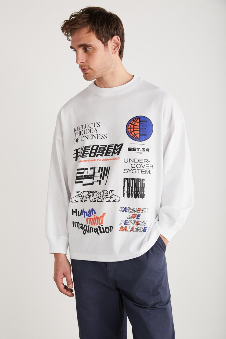 BEN Basic Oversize Beyaz Tekli T-Shirt