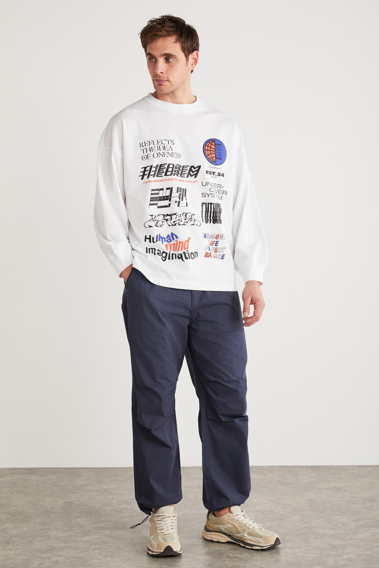 BEN Basic Oversize Beyaz Tekli T-Shirt