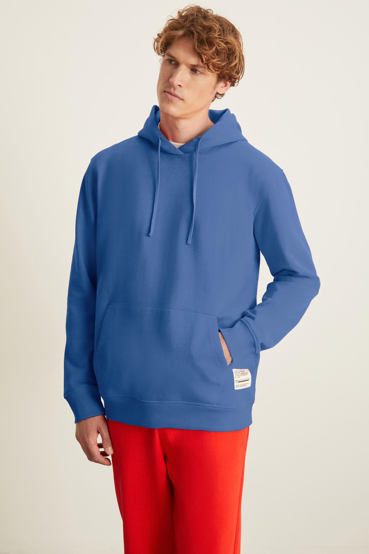 BENDA Relaxed Regular Saks Mavi Tekli Sweatshirt