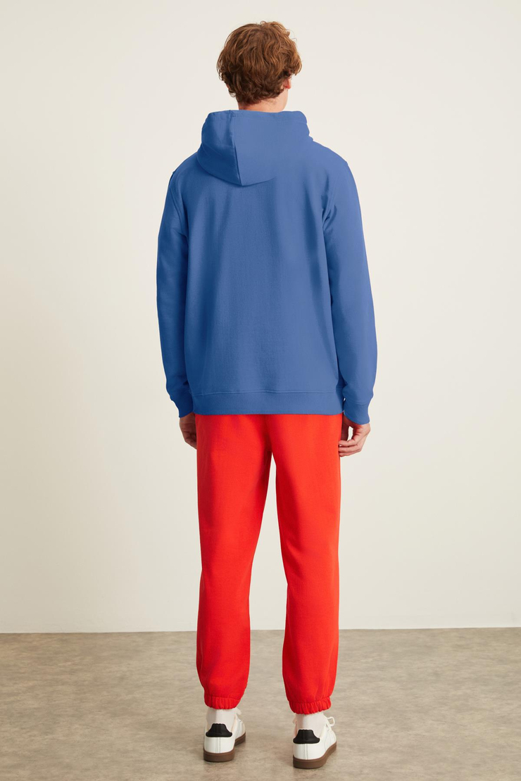 BENDA Relaxed Regular Saks Mavi Tekli Sweatshirt