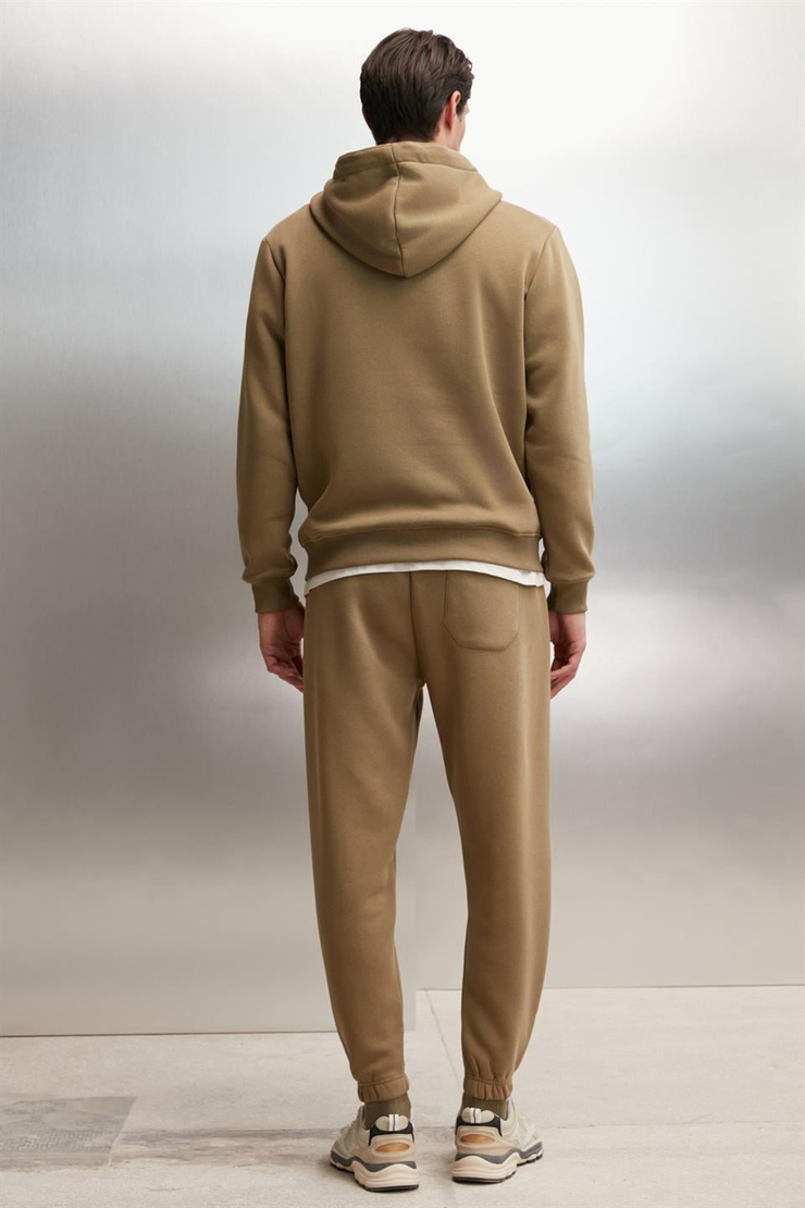 BERNON Örme Relaxed Haki Tekli Eşofman Altı