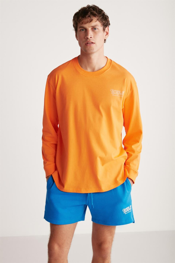 BERT Örme Oversize Turuncu Tekli T-Shirt