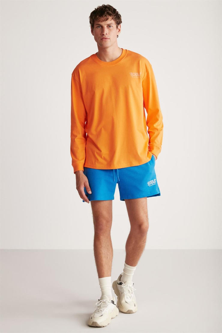 BERT Örme Oversize Turuncu Tekli T-Shirt