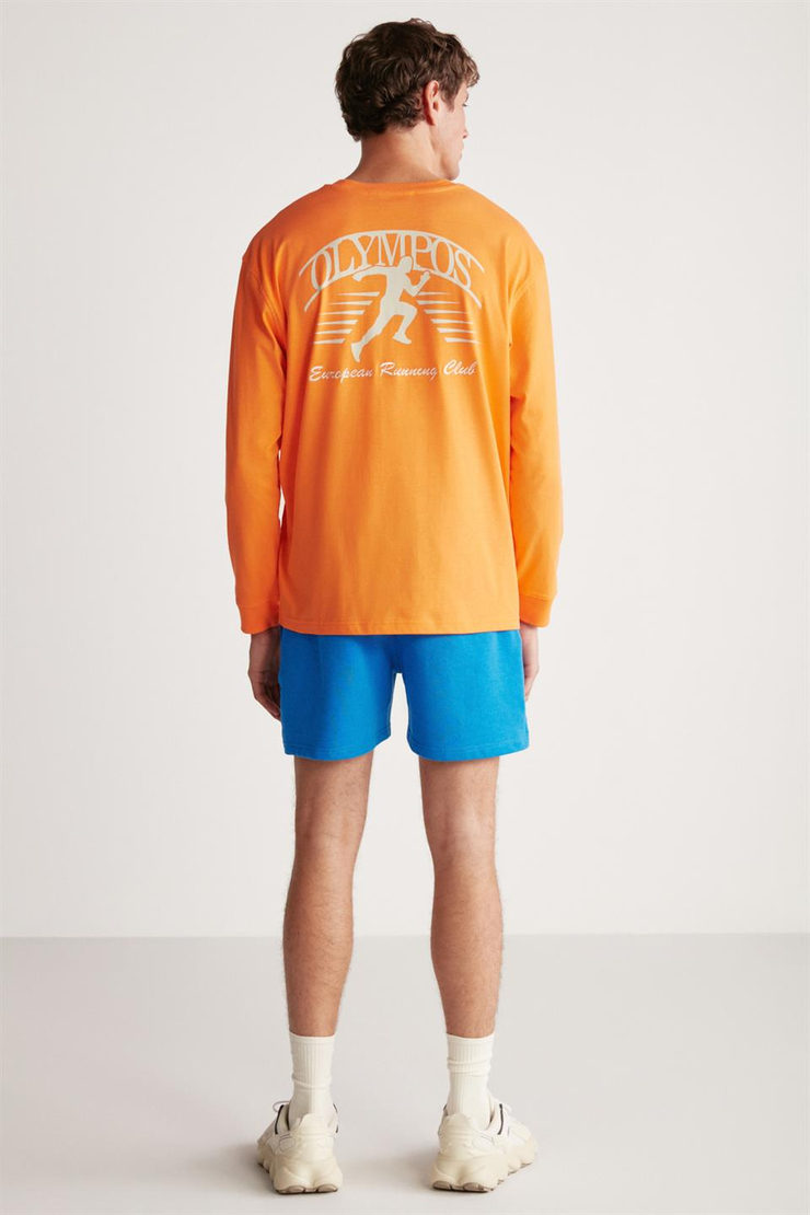 BERT Örme Oversize Turuncu Tekli T-Shirt