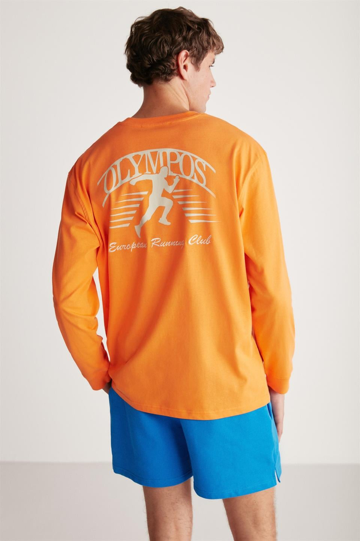 BERT Örme Oversize Turuncu Tekli T-Shirt