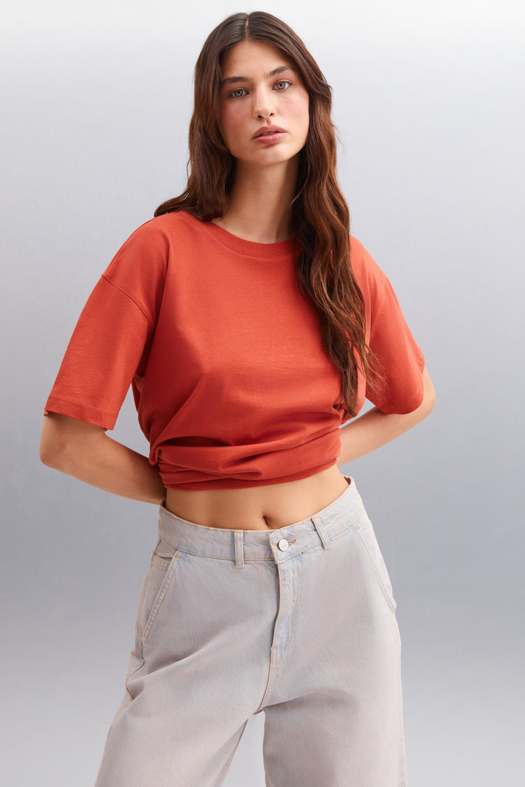 BETSY Basic Relaxed Bordo Tekli T-Shirt