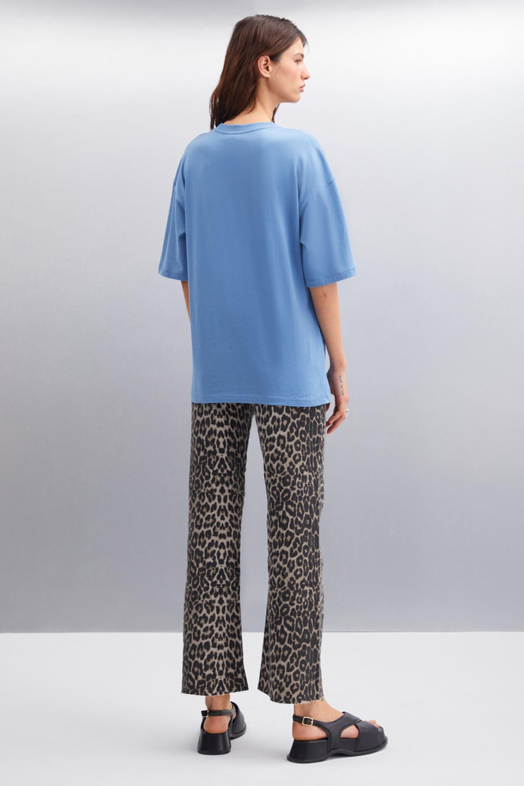 BETSY Basic Relaxed Mavi Tekli T-Shirt
