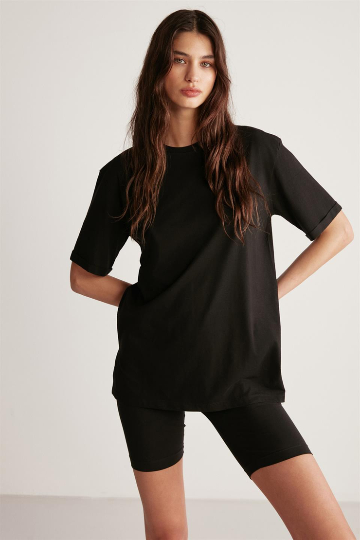 BETSY Örme Relaxed Siyah  T-Shirt