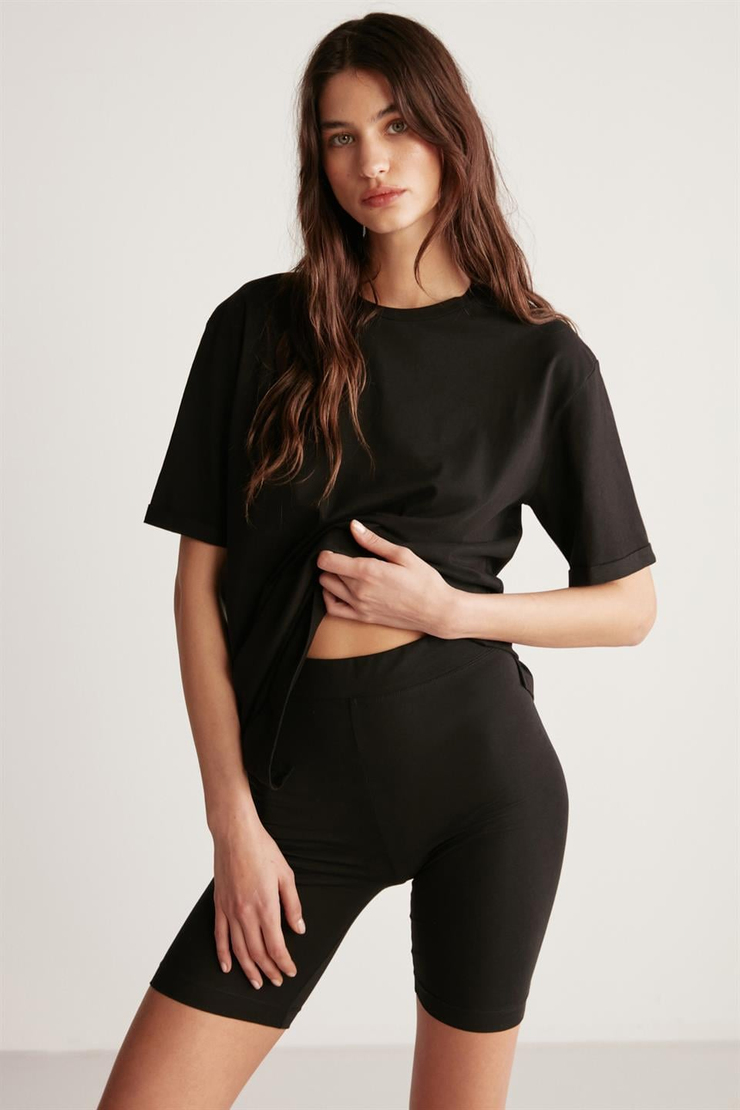 BETSY Örme Relaxed Siyah  T-Shirt