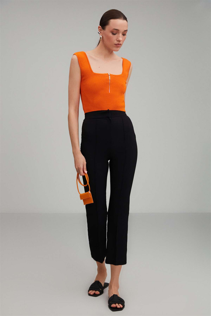 BETTY Dokuma Slim Fit Siyah  Pantolon