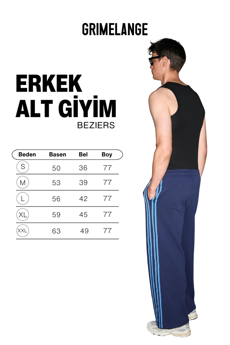 BEZIERS Erkek Organik Pamuklu Kontrast Biyeli Regular Fit Lacivert Eşofman Altı