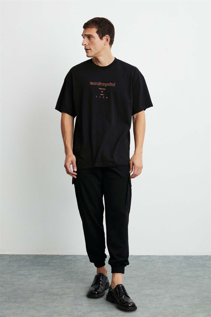 BIEBER Örme Oversize Siyah  T-Shirt