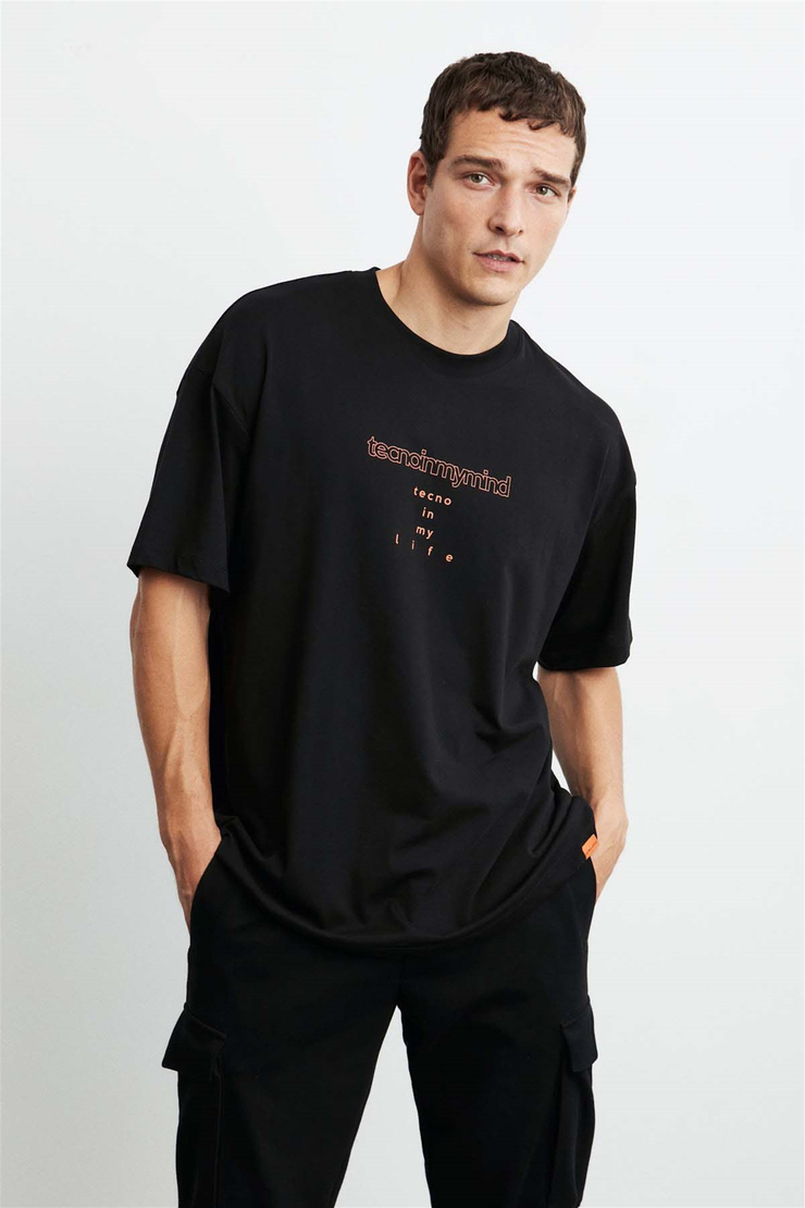 BIEBER Örme Oversize Siyah  T-Shirt