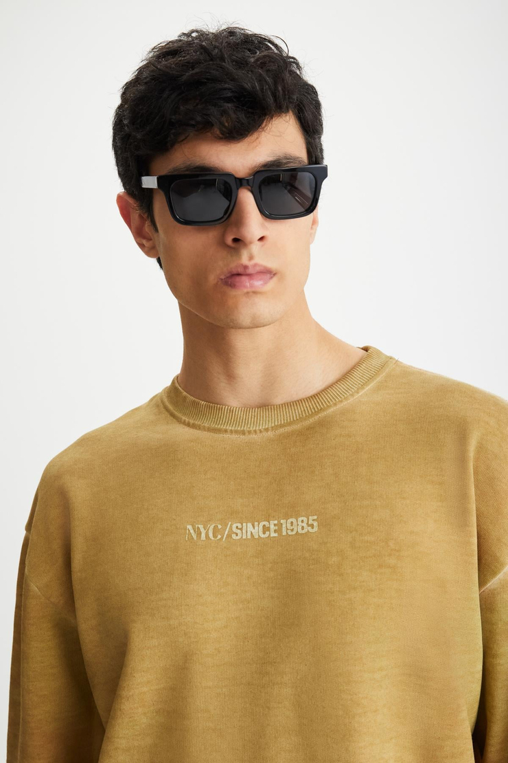 BLANDON Basic Oversize Bej Tekli Sweatshirt