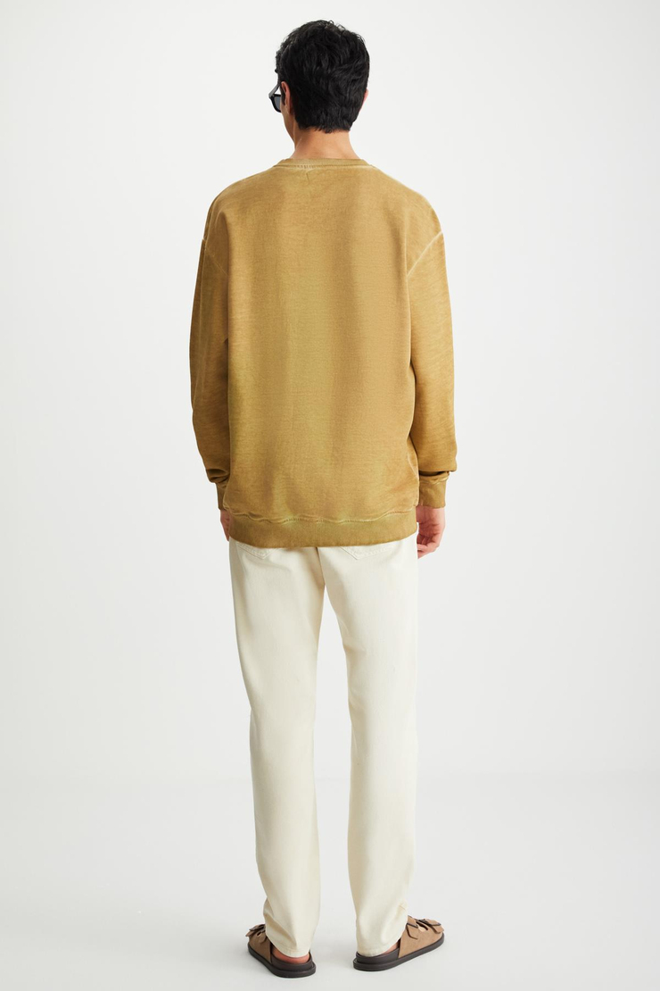 BLANDON Basic Oversize Bej Tekli Sweatshirt