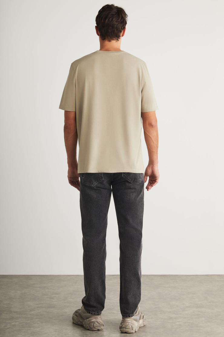 BLAS Basic Oversize Bej Tekli T-Shirt