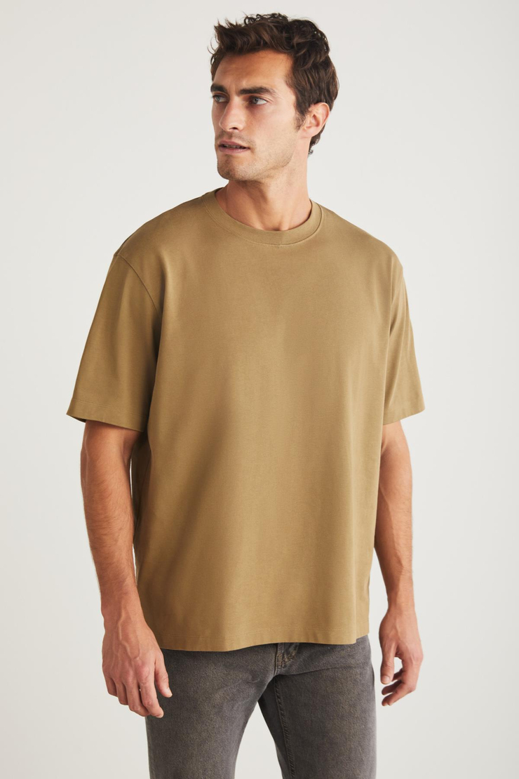 BLAS Basic Oversize Camel Tekli T-Shirt
