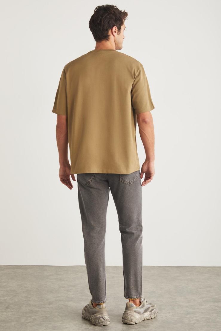 BLAS Basic Oversize Camel Tekli T-Shirt