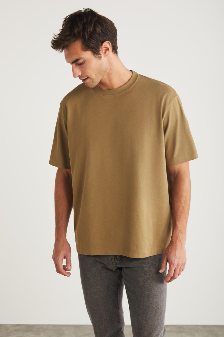 BLAS Basic Oversize Camel Tekli T-Shirt