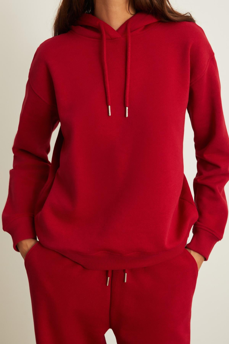BLERTA Regular Relaxed Kırmızı Tekli Sweatshirt