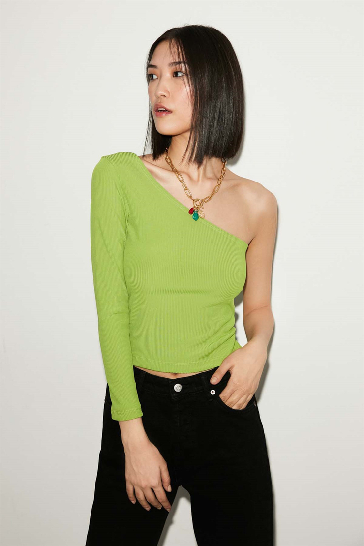 BLOOM Örme Slim Fit Yeşil  Bluz